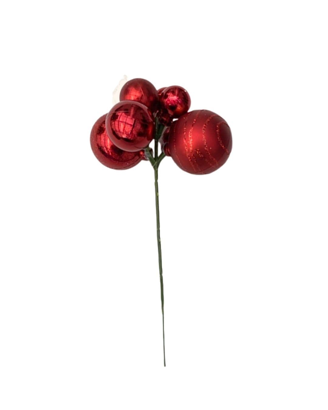 Ornament Ball Mini Mixed Ball Pick Red 7.5"