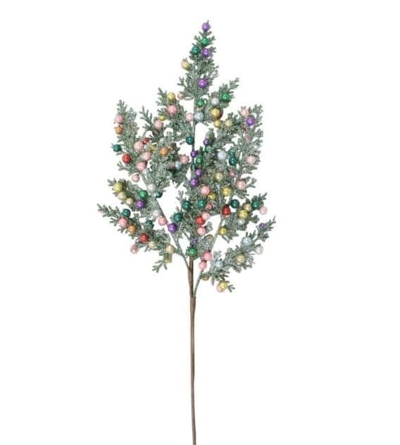 Glittered Berry Greens Spray 20"