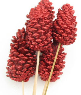 Picture of Pine Cone Reg Glittered Red